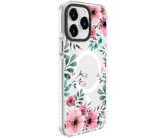 Dėklas Evelatus iPhone 15 Pro Max PC+TPU ar MagSafe Personalizēts drukāts zieds caurspīdīgs