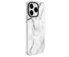 Dėklas Evelatus iPhone 15 Pro Max PC+TPU ar MagSafe pielāgotu marmora baltu druku