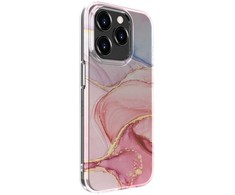 Dėklas Evelatus Apple iPhone 15 Pro PC Customized Print Design Marble Rožinė