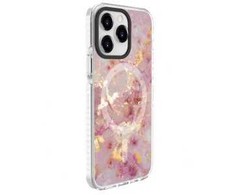Dėklas Evelatus Apple iPhone 15 Pro PC+TPU With MagSafe Customized Print Marble Rožinė