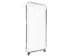 Dėklas Evelatus Apple iPhone 6/6S Silicone Transparent with Necklace TPU Strap Sidabrinis