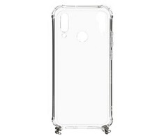 Dėklas Evelatus Huawei P30 Lite Silicone Transparent with Necklace TPU Strap Space Gray