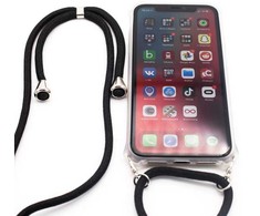 Dėklas Evelatus Samsung A40 Case with rope Juodas Transparent
