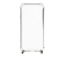 Dėklas Evelatus Samsung Galaxy A70 Silicone Transparent with Necklace TPU Strap Sidabrinis