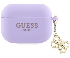 Dėklas Guess - Airpods 3 Case Silicone Classic Logo Gold With 4G Charm Violetinė