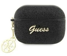 Apple AirPods Pro 2 Guess Glitter Flake 4G Charm (GUAP2GLGSHK) ausinių dėklas juodos spalvos