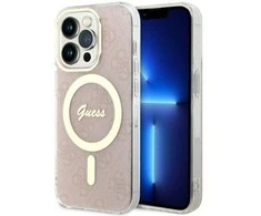 Apple iPhone 14 Pro Guess dėklas 4G MagSafe (GUHMP14LH4STP) rožinės spalvos