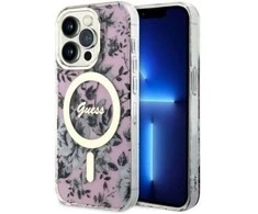 Apple iPhone 14 Pro Guess dėklas Flower MagSafe (GUHMP14LHCFWSP) rožinės spalvos
