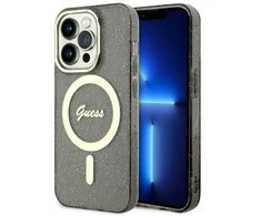 Apple iPhone 14 Pro Guess dėklas Glitter Gold MagSafe (GUHMP14LHCMCGK) juodos spalvos