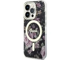Apple iPhone 14 Pro Guess dėklas Flower MagSafe (GUHMP14LHCFWSK) juodos spalvos