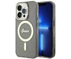 Apple iPhone 14 Pro Max Guess dėklas Glitter Gold MagSafe (GUHMP14XHCMCGK) juodos spalvos