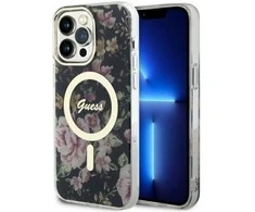 Apple iPhone 14 Pro Max Guess dėklas Flower MagSafe (GUHMP14XHCFWSK) juodos spalvos