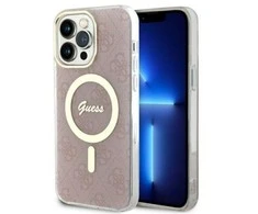 Apple iPhone 14 Pro Max Guess dėklas 4G MagSafe (GUHMP14XH4STP) rožinės spalvos