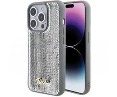 Apple iPhone 15 Pro Guess dėklas Sequin Script Metal (GUHCP15LPSFDGSS) sidabrinės spalvos