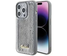 Apple iPhone 15 Pro Max Guess dėklas Sequin Script Metal (GUHCP15XPSFDGSS) sidabrinės spalvos