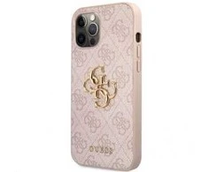 Dėklas Guess - Guess PU 4G Metal Logo Case for iPhone 12/12 Pro Rožinė