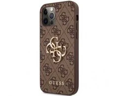 Guess "GUHCP12M4GMGBR PU 4G metalinis logotipo dėklas iPhone 12/12 Pro" rudas