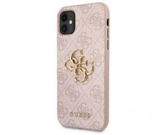 Dėklas Guess - Guess PU 4G Metal Logo Case for iPhone 11 Rožinė