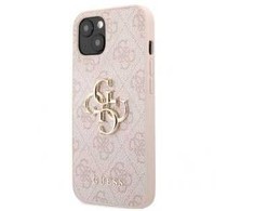 Guess - Guess PU 4G metalinis dėklas su logotipu, skirtas iPhone 13 telefonui Rožinė