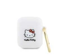 Apple AirPods Hello Kitty Silicone 3D Kitty Head (HKA23DKHSH) ausinių dėklas baltos spalvos