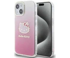 Apple iPhone 13 / 14 / 15 Hello Kitty dėklas IML Gradient Electrop Kitty Head (HKHCP15SHDGKEP) rožinės spalvos
