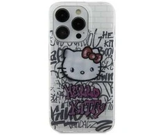 Apple iPhone 13 / 14 / 15 Hello Kitty dėklas IML Kitty On Bricks Graffiti (HKHCP15SHDGPHT) baltos spalvos