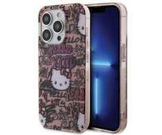 Apple iPhone 15 Pro Hello Kitty dėklas IML Tags Graffiti (HKHCP15LHDGPTP) rožinės spalvos