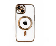 Dėklas iLike Apple iPhone 15 Electroplate TPU Case with MagSafe Transparent Gold