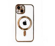 Dėklas iLike Apple iPhone 15 Electroplate TPU Case with MagSafe Transparent Gold