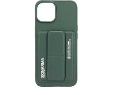 Dėklas iLike Apple iPhone 15 LEATHER HIDDEN POCKET STAND COVER Žalias