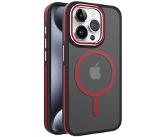 Dėklas iLike Apple iPhone 15 Pro DUAL METAL FRAME MAGSAFE CASE Raudona