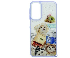 Dėklas iLike Samsung Galaxy A15 EPOXY CARTOON COVER case Violetinė Baltas
