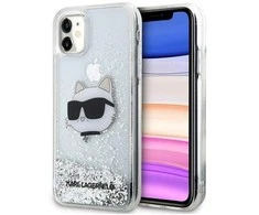 Apple iPhone 11 / XR Karl Lagerfeld dėklas Glitter Choupette Head (KLHCN61LNCHCS) sidabrinės spalvos