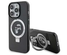Apple iPhone 15 Pro Max Karl Lagerfeld dėklas Ring Stand Karl&amp;Choupettte MagSafe (KLHMP15XHMRSKCK) juodos spalvos