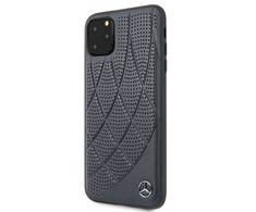 Dėklas Mercedes-Benz Apple iPhone 11 Pro Max Quilted Genuine Leather Mėlyna