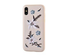 Dėklas Devia Flower Embroidery Jalam Silicone Back Case For Apple iPhone X / XS Baltas