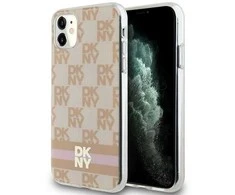 DKNY DKHMN61HCPTSP Apple iPhone 11 Xr 6.1 inch rožinės spalvos kietas dėklas IML Checkered Mono Pattern &amp; Printed Stripe