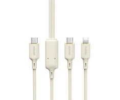 Dudao L7SF 2in1 kabelis USB-C – USB-C / Lightning 100W 1.2m – beige