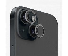 Evelatus iPhone 15 / 15 Plus Kameras Objektīva Aizsargstikls Armor Juodas Metāla Rāmis