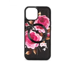 Evelatus Apple iPhone 15 Odinis dėklas Zipper Design Flower Juodas