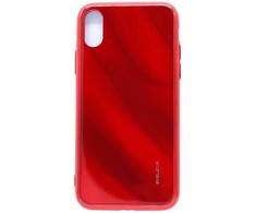 Evelatus Apple iPhone X/XS Vanduo Ripple Full Color Electroplating Tempered Glass Case Raudona