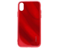 Evelatus Apple iPhone X/XS Vanduo Ripple Full Color Electroplating Tempered Glass Case Raudona