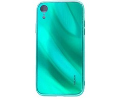 Evelatus Apple iPhone XR Vanduo Ripple Full Color Electroplating Tempered Glass Case Žalias