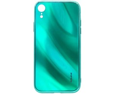 Evelatus Apple iPhone XR Vanduo Ripple Full Color Electroplating Tempered Glass Case Žalias