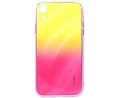 Evelatus Apple iPhone XR Vanduo Ripple Gradient Color Anti-Explosion Tempered Glass Case Gradient Geltona-Rožinė