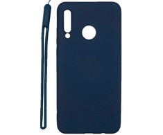 Evelatus Huawei P30 Lite Soft Touch Silikoninis dėklas with Strap Dark Mėlyna