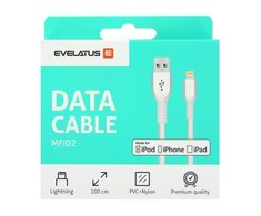 Kabelis USB Evelatus Kabelis Lightning 1m Evelatus Data Cable MFI02 Juodas MFi Licensed