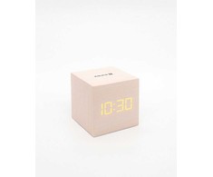 Evelatus EMC02 Digitāls koka kuba Pulkstenis Modinātājs ar termometru + USB adapteris Balts