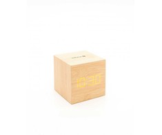 Evelatus EMC02 Digitāls koka kuba Pulkstenis Modinātājs ar termometru + USB adapteris Dzeltens
