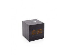 Evelatus EMC02 Digitāls koka kuba Pulkstenis Modinātājs ar termometru + USB adapteris Melns
